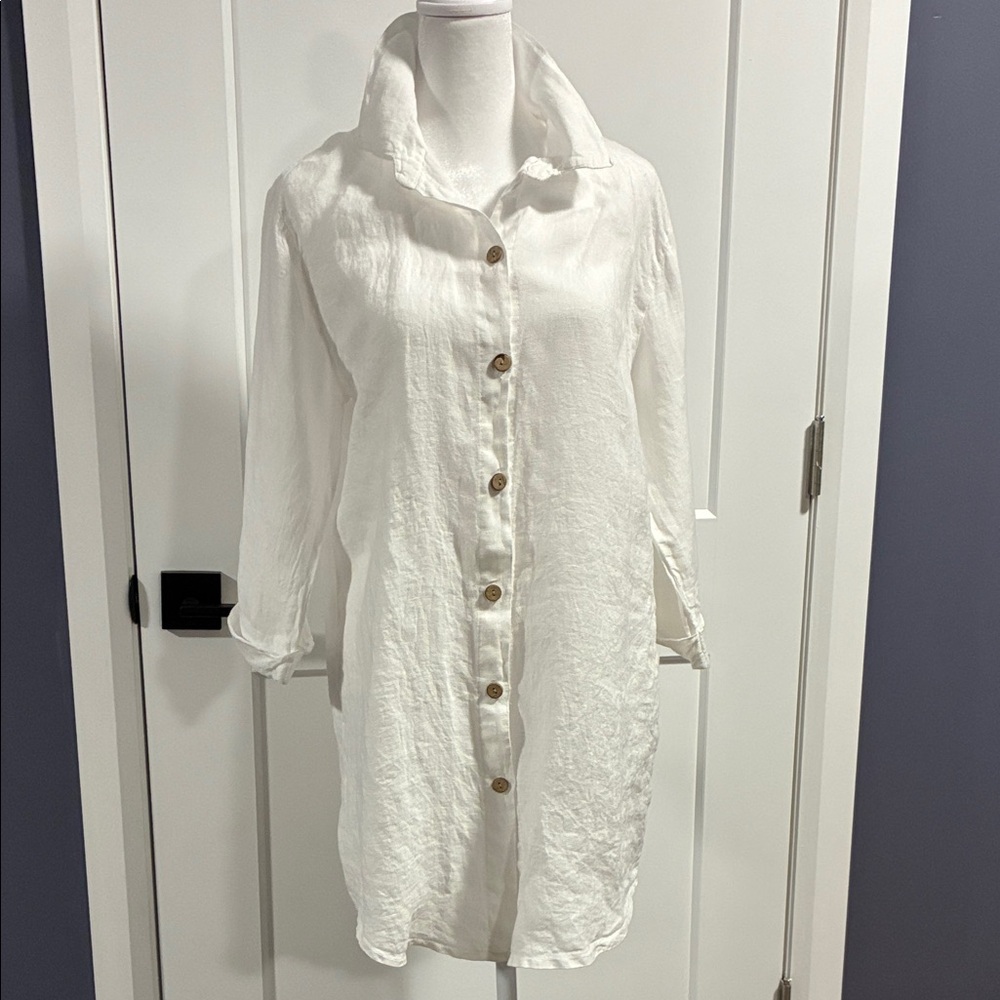 Viola Borghi 100% linen tunic blouse, made in Italy -size Small